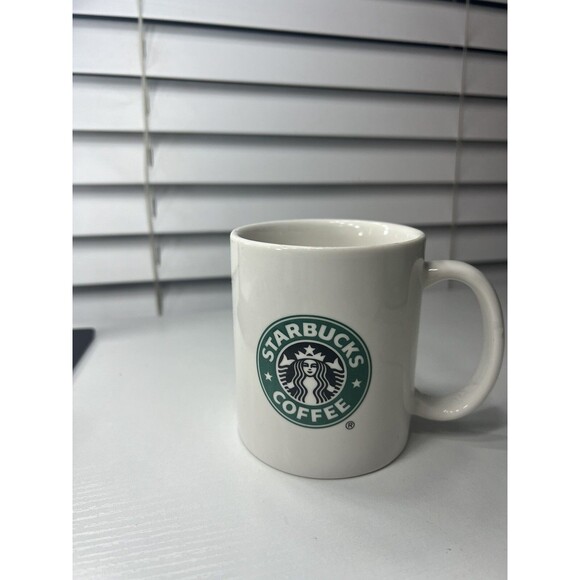 Starbucks Mug 2004 Logo Double Sided Coffee Tea White Green Good Condition - Picture 1 of 7
